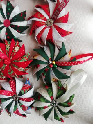 Lote de 6 adornos navideños de patchwork