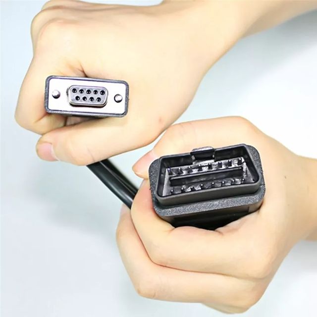 Cable OBD para coche, Conector de 16 pines a DB9