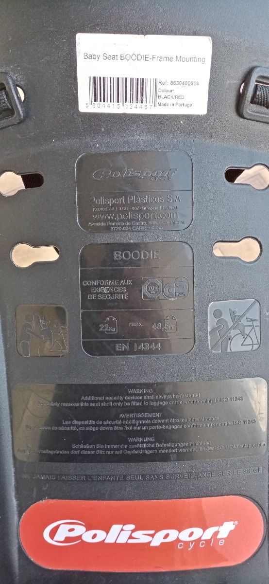 Silla transporte niño para bicicleta.