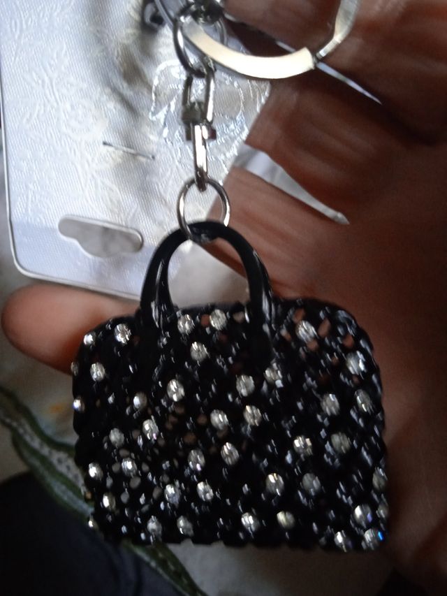 portachiavi, borsetta con strass