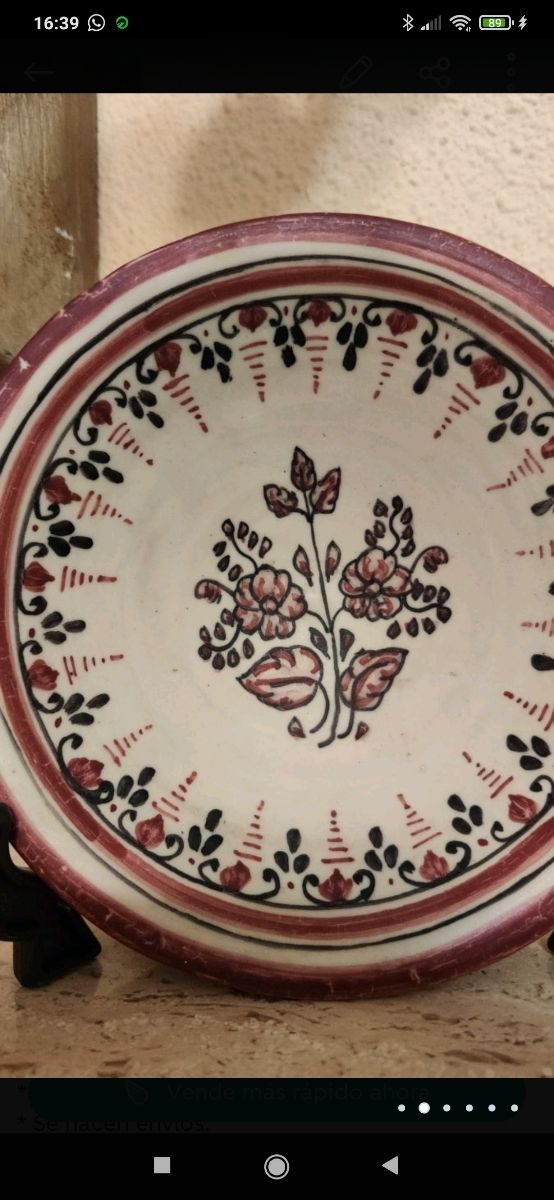 ANTIGUO PLATO CUENCO DE TALAVERA COLOR MATE 