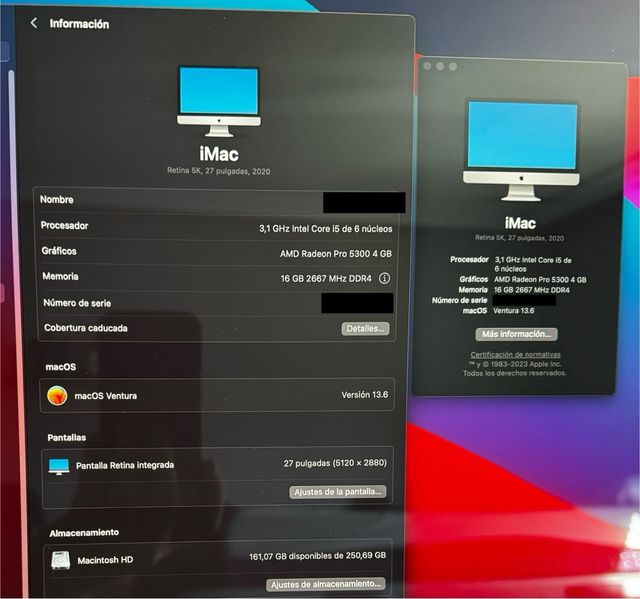 IMac 5K 27" 2020 i5 16GB 256GB