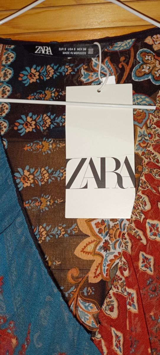 vestido estampado patchwork zara talla s