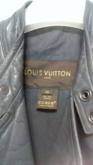 LOUIS VUITTON - CAZADORA BIKER CUERO - GRIS - T.50