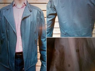 LOUIS VUITTON - CAZADORA BIKER CUERO - GRIS - T.50