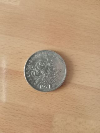 moneda 5 Francos franceses.