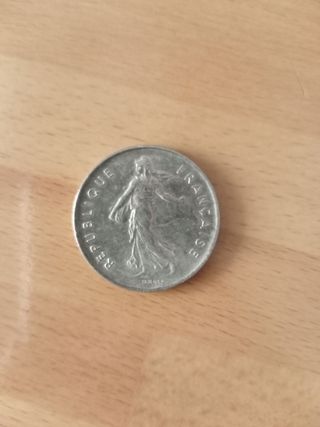 moneda 5 Francos franceses.