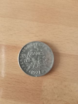 moneda 5 Francos franceses.
