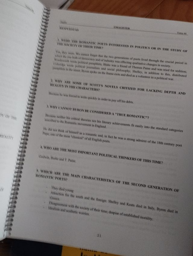 Temario Magister inglés enseñanza secundaria.