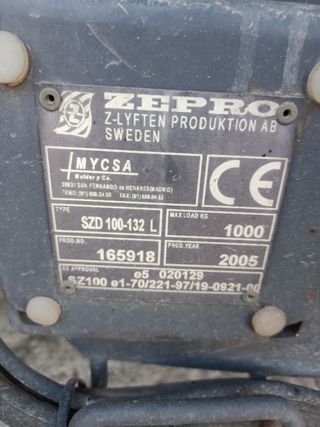 Plataforma elevadora zepro 1000kg.