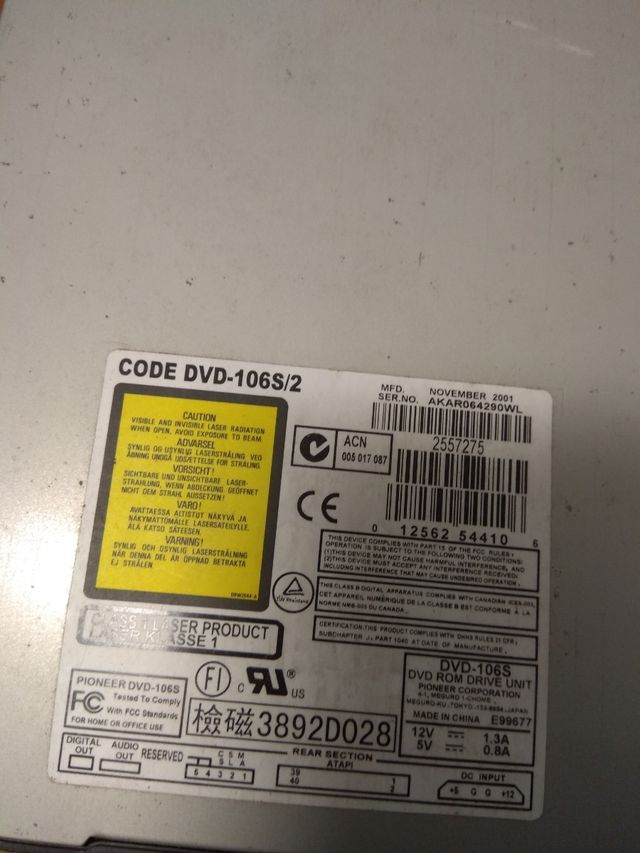 Lector DVD con conexión ATAPI