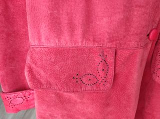 Abrigo rojo,tipo gabardina,piel verdadera,vintage