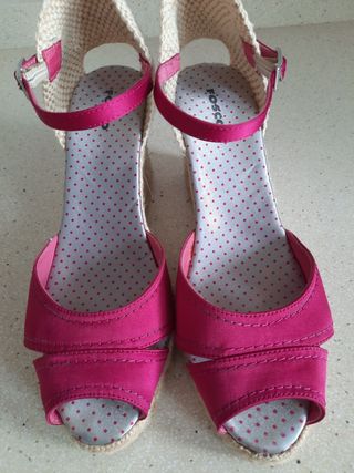 sandalias cuña esparto num 39 color fucsia