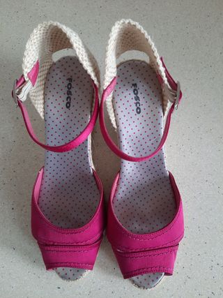 sandalias cuña esparto num 39 color fucsia