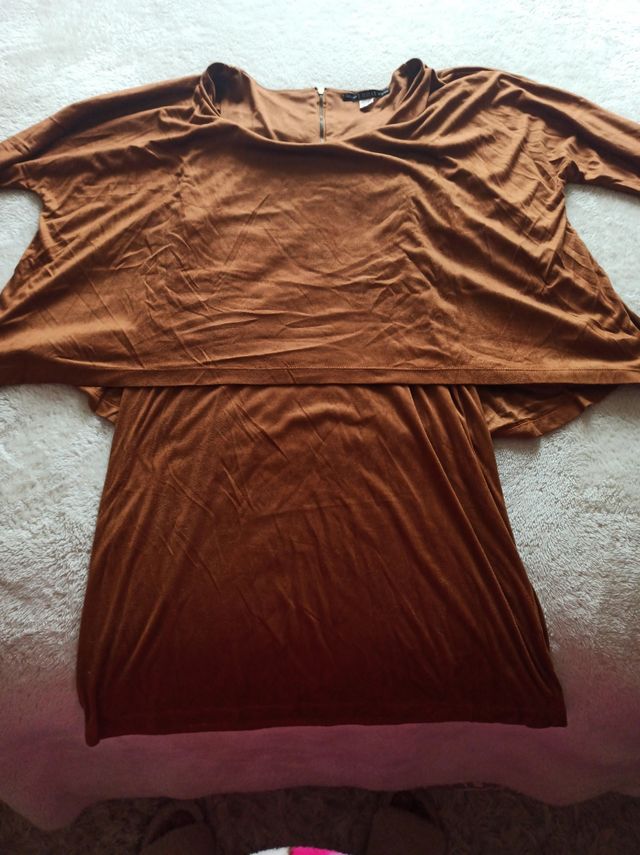 vestido ante marron mini