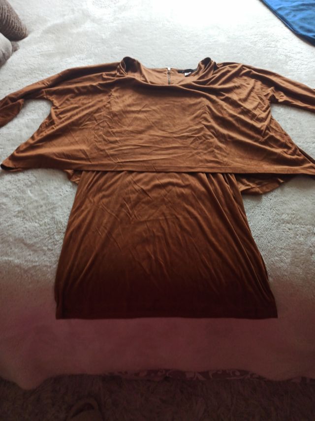 vestido ante marron mini