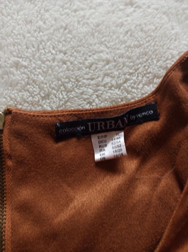 vestido ante marron mini