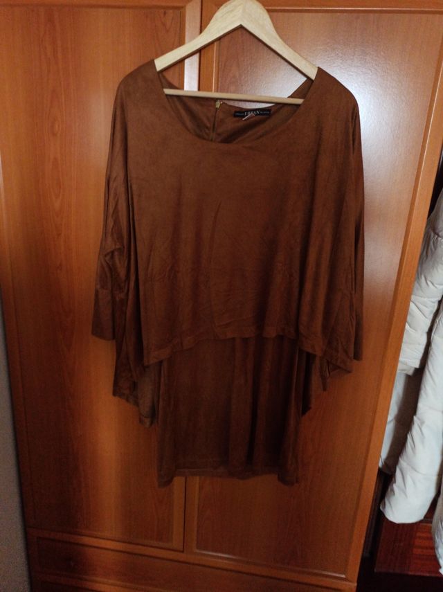 vestido ante marron mini