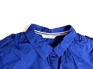 Camicia blu intenso stile militare 100% cotone, S