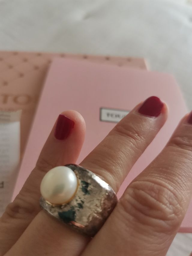 sortija TOUS DUNA PLATA Y PERLA