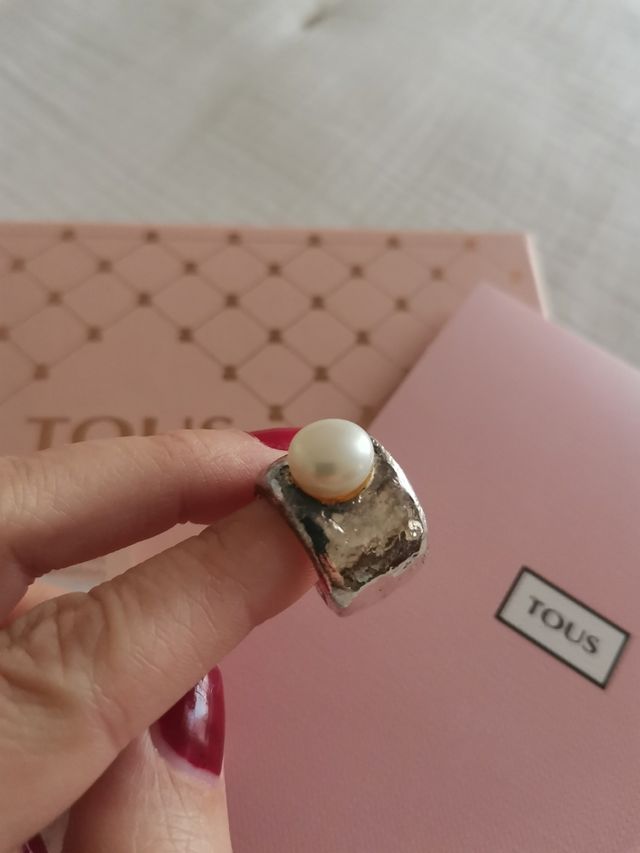 sortija TOUS DUNA PLATA Y PERLA