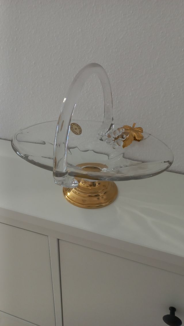 Cesta cristal oro decoración