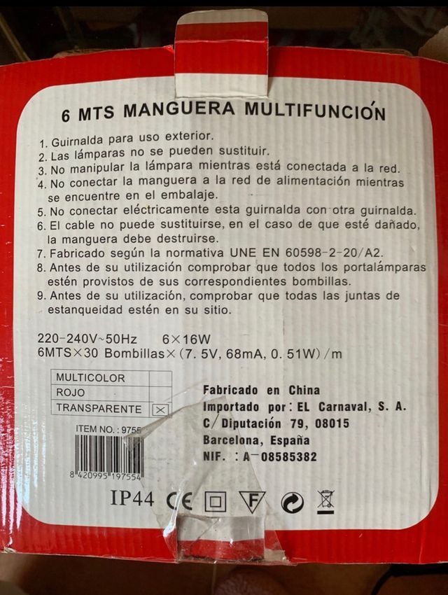 Manguera 6m luces tipo led