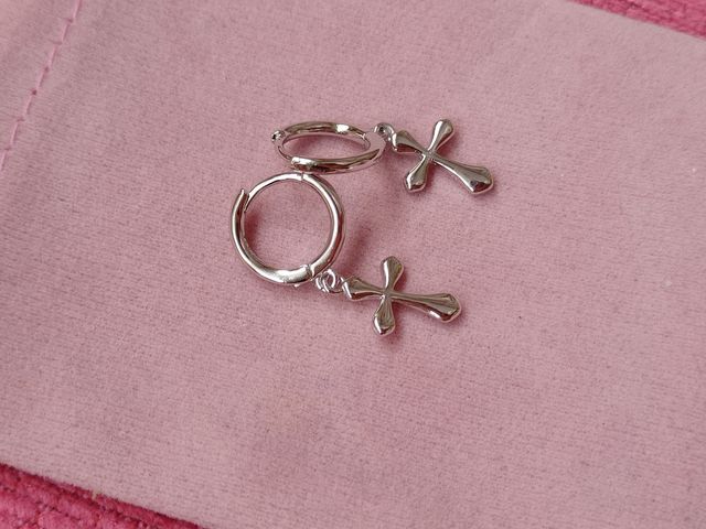 Pendientes Cruz de plata de ley