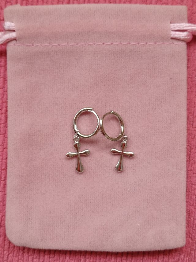 Pendientes Cruz de plata de ley