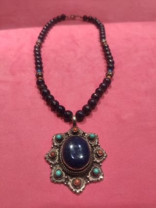 collar con medallón en plata 925 lapislázuli 