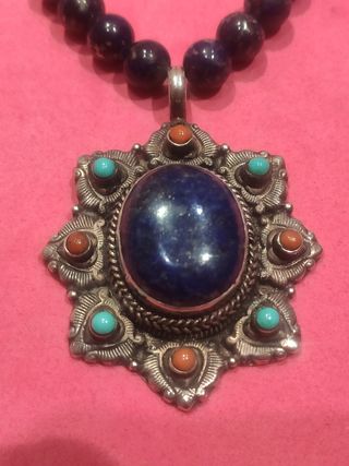 collar con medallón en plata 925 lapislázuli 