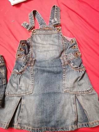 ropa vaquera niña 6 años,2 petos,falda y cazadora 