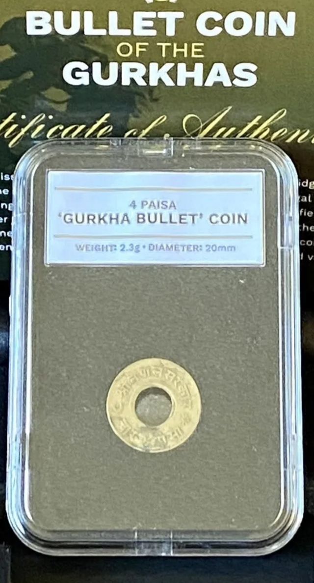 MONEDA-BALA DE LATÓN. NEPAL 4 P. 1955.CERTIFICADA.