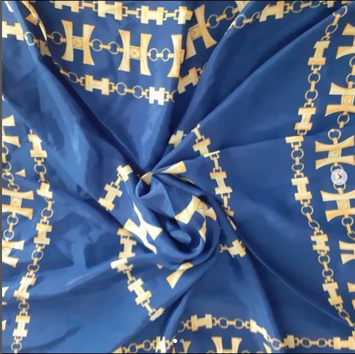 lote 2 pañuelo vintage azul con cadenas doradas,