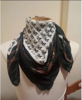 lote 2 pañuelo vintage azul con cadenas doradas,