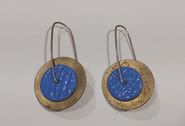 Pendientes de plata. Dorado y azul