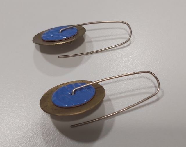 Pendientes de plata. Dorado y azul