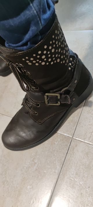 Botas piel y ante marrón 