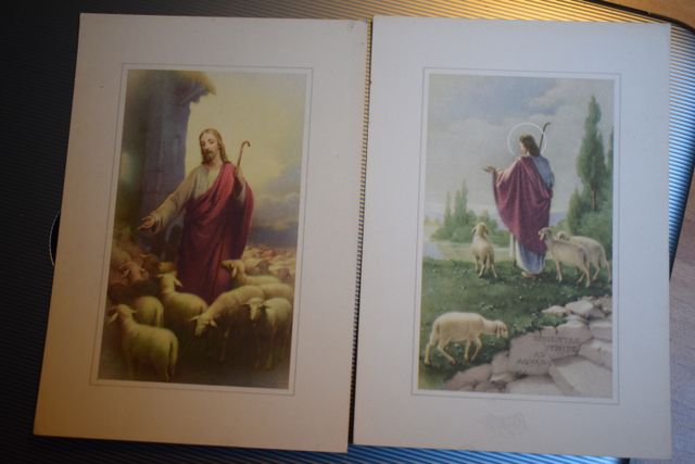 4 cartoline vintage arte sacra Gesù Madonna Pasqua