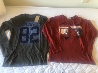 2 camisetas chico verde grisáceo y caldero