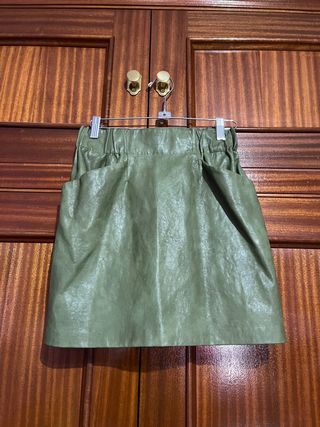 Falda polipiel verde,XS