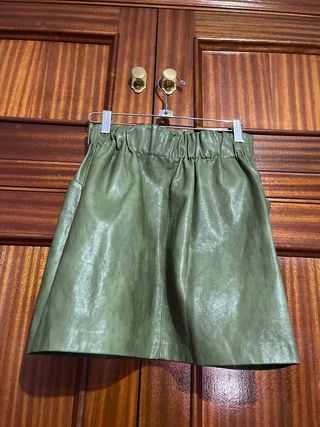 Falda polipiel verde,XS