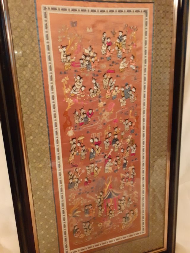 PRECIOSO CUADRO ORIENTAL BORDADO ORIGINAL