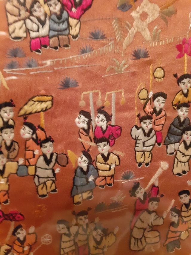 PRECIOSO CUADRO ORIENTAL BORDADO ORIGINAL