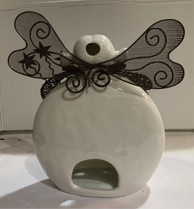 Portacandele Angelo in ceramica bianca