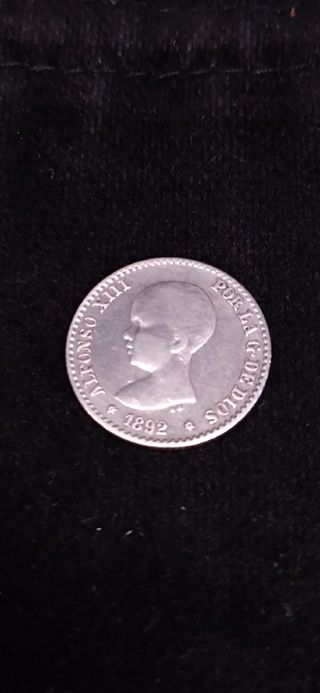 Moneda plata 1892 ALFONSO XIII con 6 años