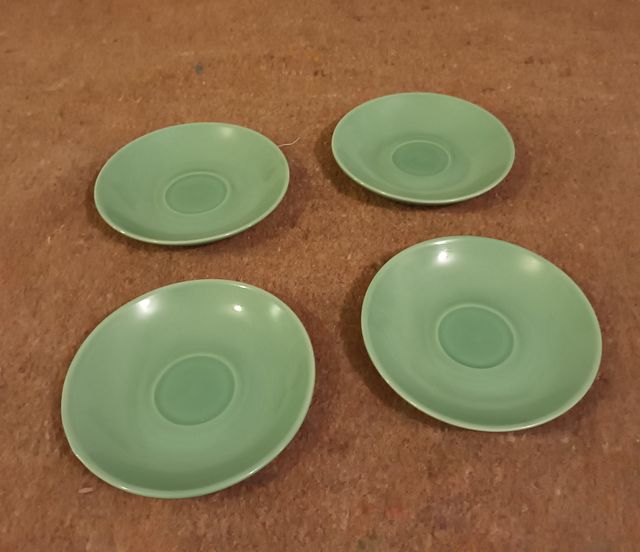 4 Piattini per Tazzine in Ceramica Verde