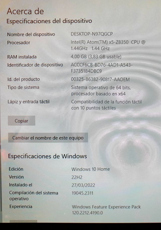 MINI PORTÁTIL CONVERTIBLE 2 EN 1 ASUS 10"