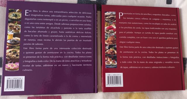 2 Libros de recetas: Tartas y Tapas.