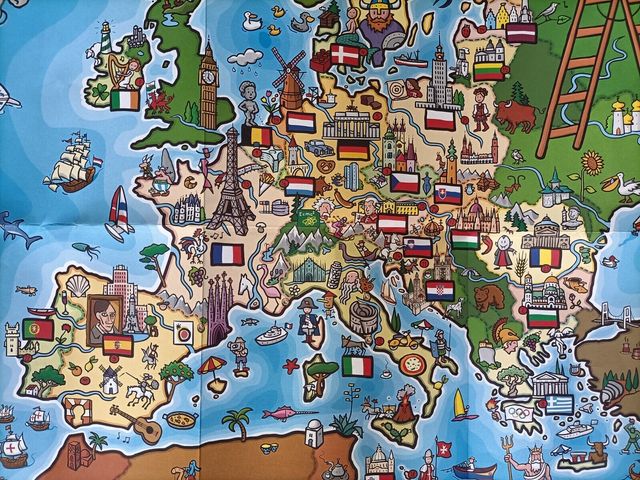 Mappa / cartina unione europea in inglese per bamb